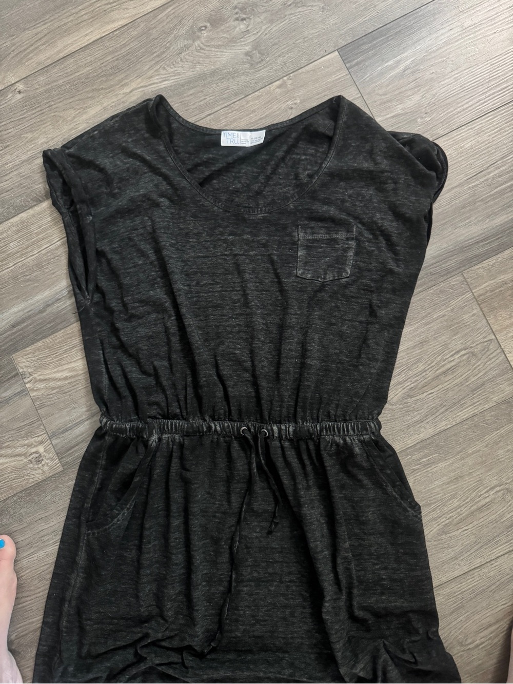 Time and Tru Black V-Neck Drawstring Maxi Dress XL - Picture 3 of 9